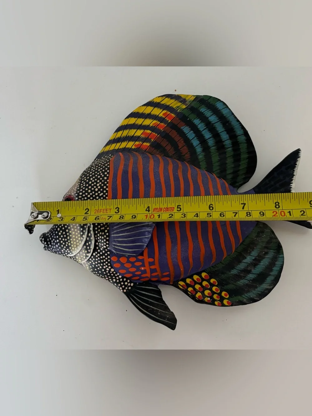 Colorful Hand-Painted Tropical Fish Wall Decor - Orange, Blue & Green